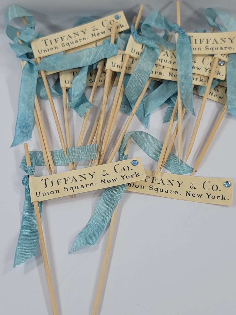 Tiffany & Co. Party Picks with Light Blue Ribbons